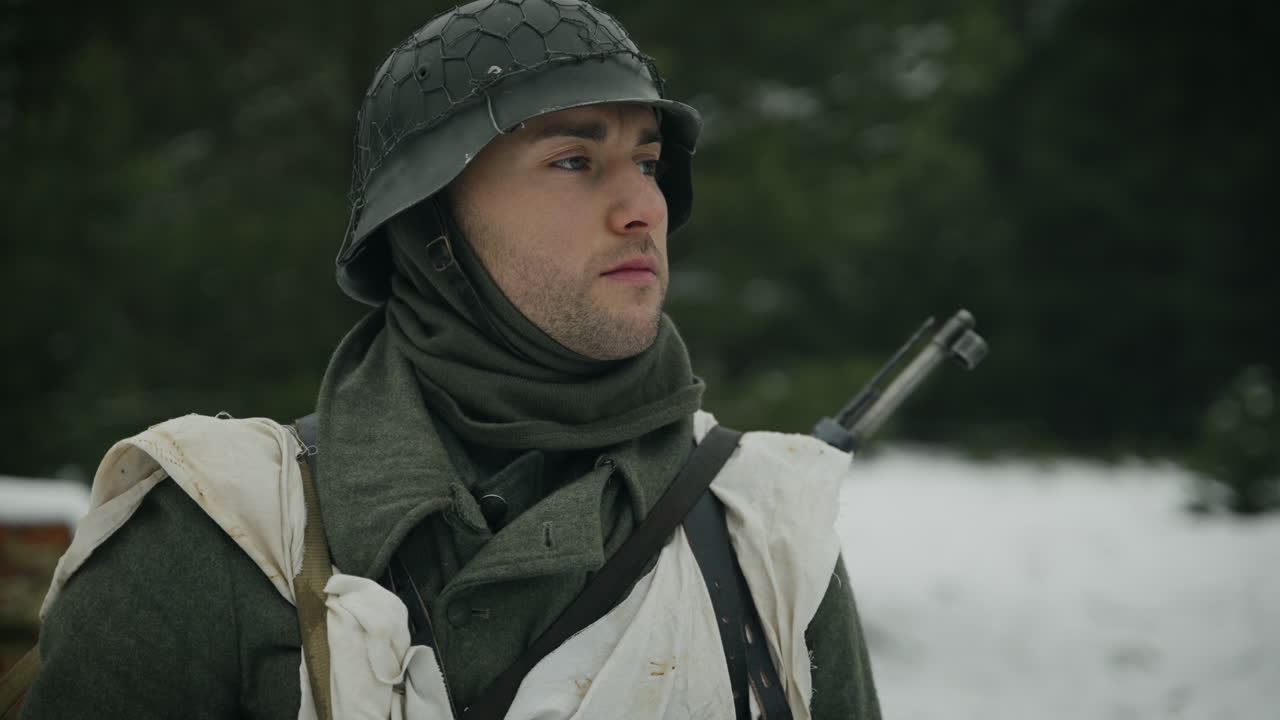 German soldier in winter uniform