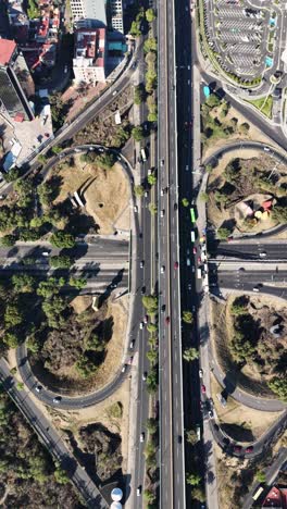 vertically ascending video capturing cloverleaf interchange in south mexico city