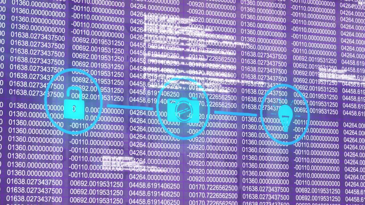 Animation of data processing over icons