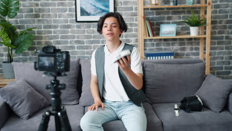 Teenager Unboxing and Reviewing a VR Headset