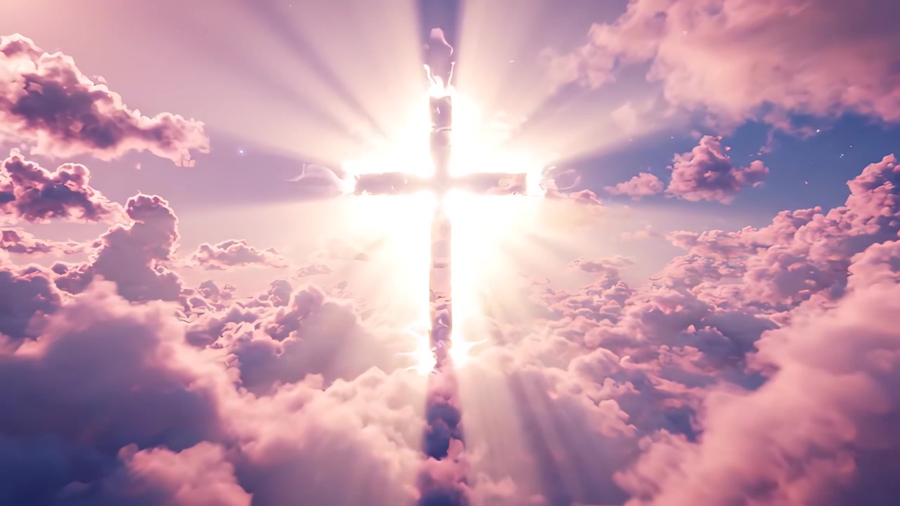 Christian Cross Heavenly Light Worship Background 4K