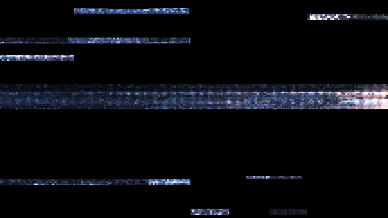 Unique Design Digital Pixel Noise Glitch Error Video Damage, Black Screen - Use For VFX Compositiong or Editing.