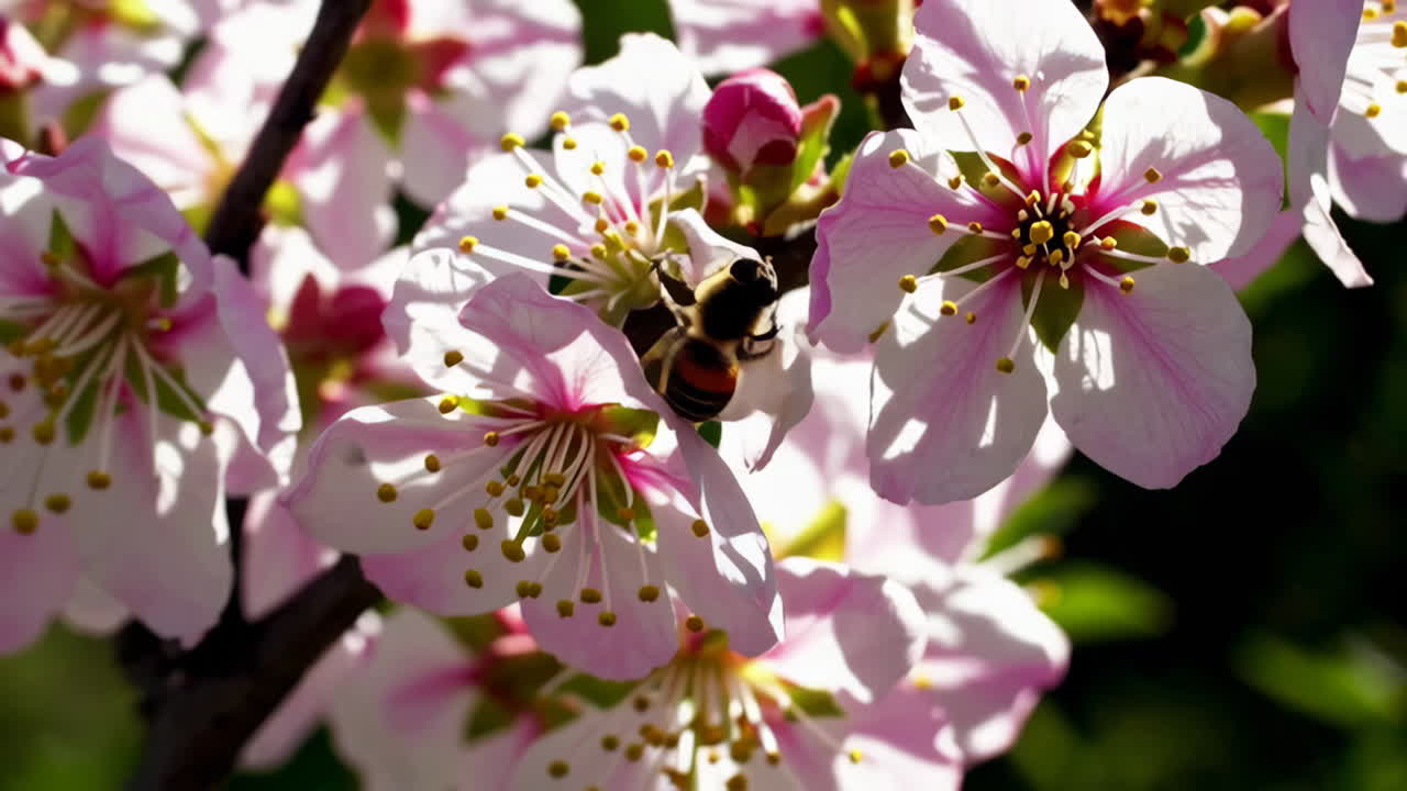 Springtime Farm Meadow with Blooming Trees and a Rustic Barn