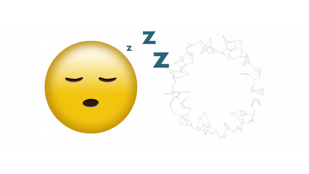 ⁇ 색 배경 위에 있는 잠자는 이모지 아이콘의 애니메이션