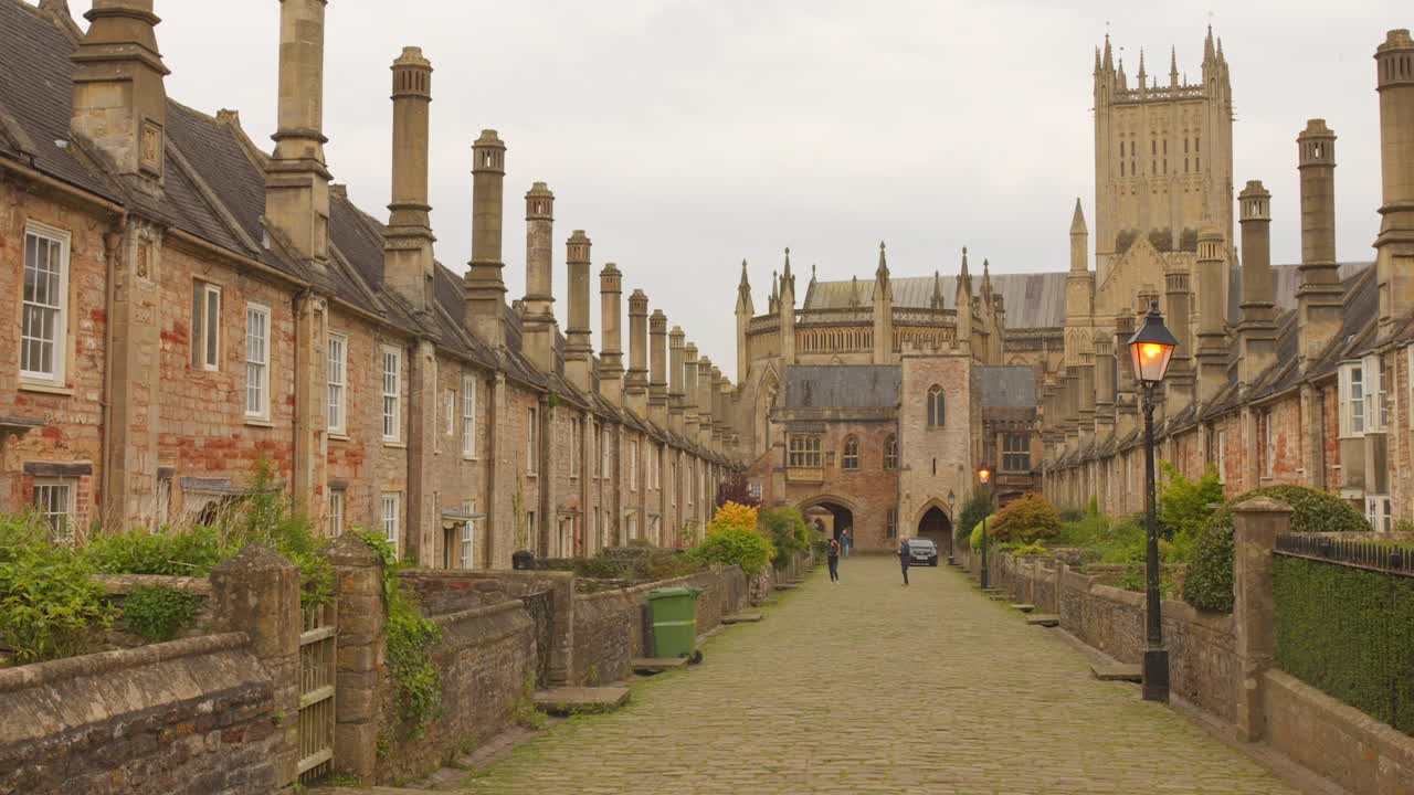 Vicar's Close and Wells Cathedral in Somerset, England