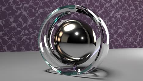 abstract glass sphere with metallic finish