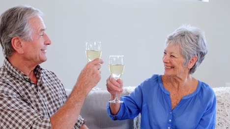 Senior-couple-drinking-white-wine