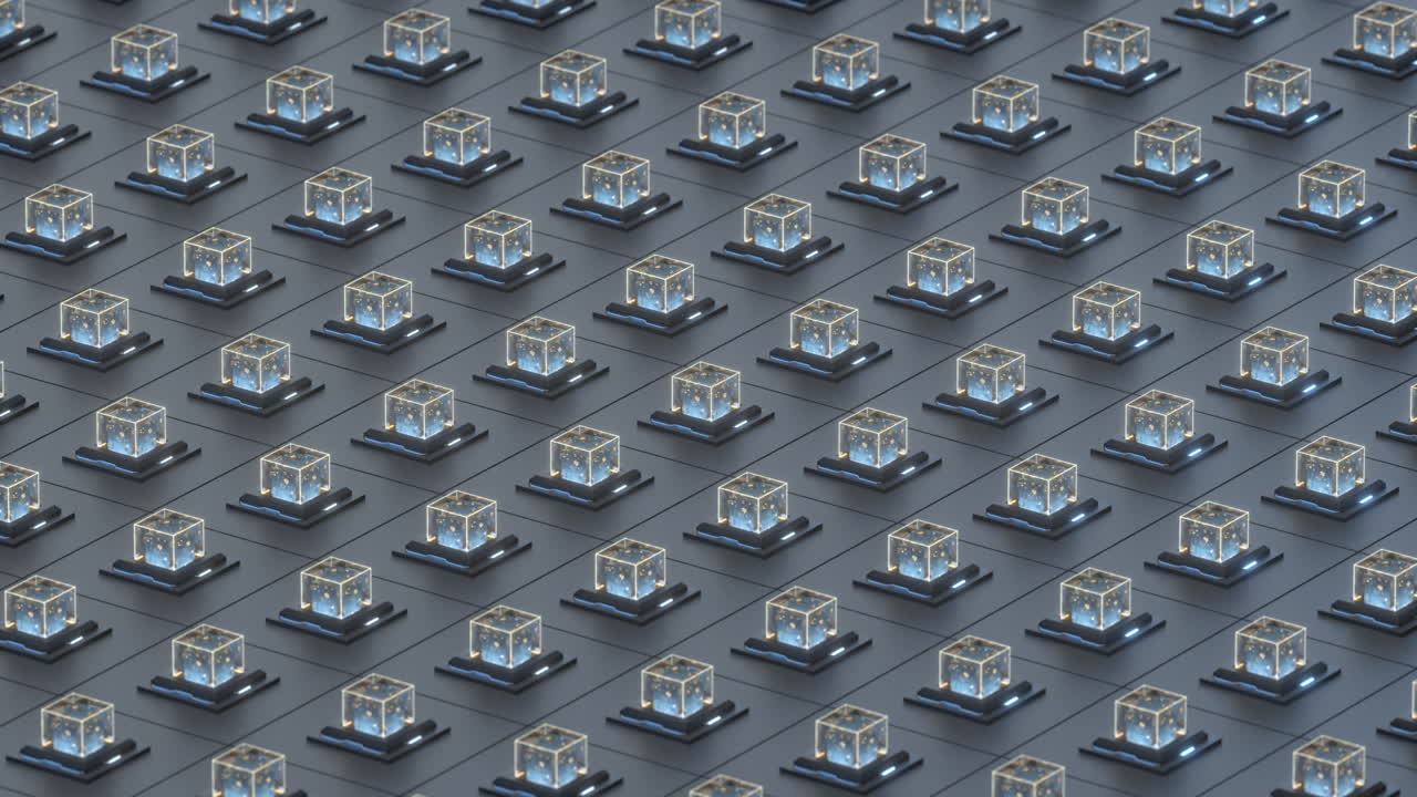 los cubos de cristales de electrónica creativa, el renderizado en 3d.