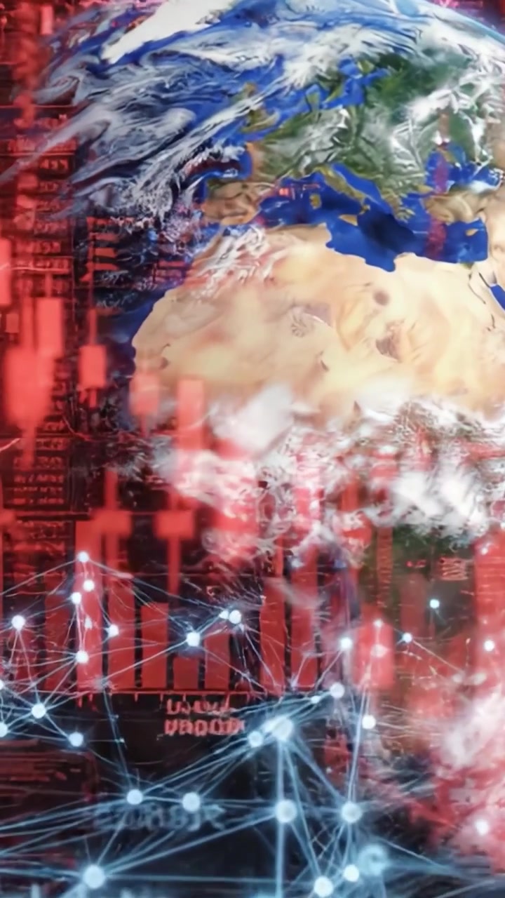 Rappresentazione visiva delle tendenze finanziarie globali che analizza dati economici sovrapposti alla superficie terrestre, evidenziando fluttuazioni e modelli di mercato