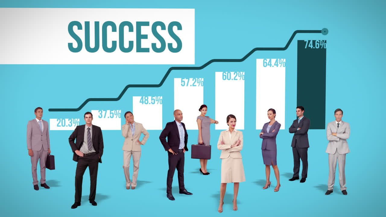 수익성 그래프에 대항하는 비즈니스 팀