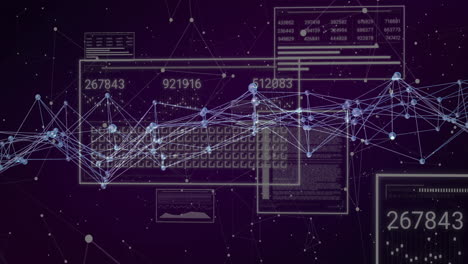 animation of network of connections with data processing