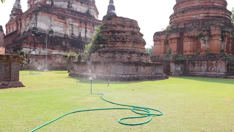 tourist walking around historical temple complex