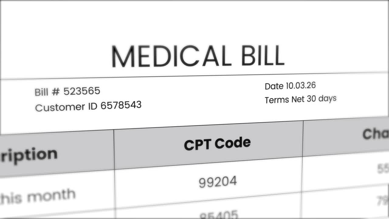 Detailed View of a Medical Bill Document