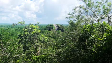 Sitio-Arqueológico-Maya-De-Calakmul-En-El-Estado-Mexicano-De-Campeche,-Selva-Profunda-Frontera-México-Guatemala