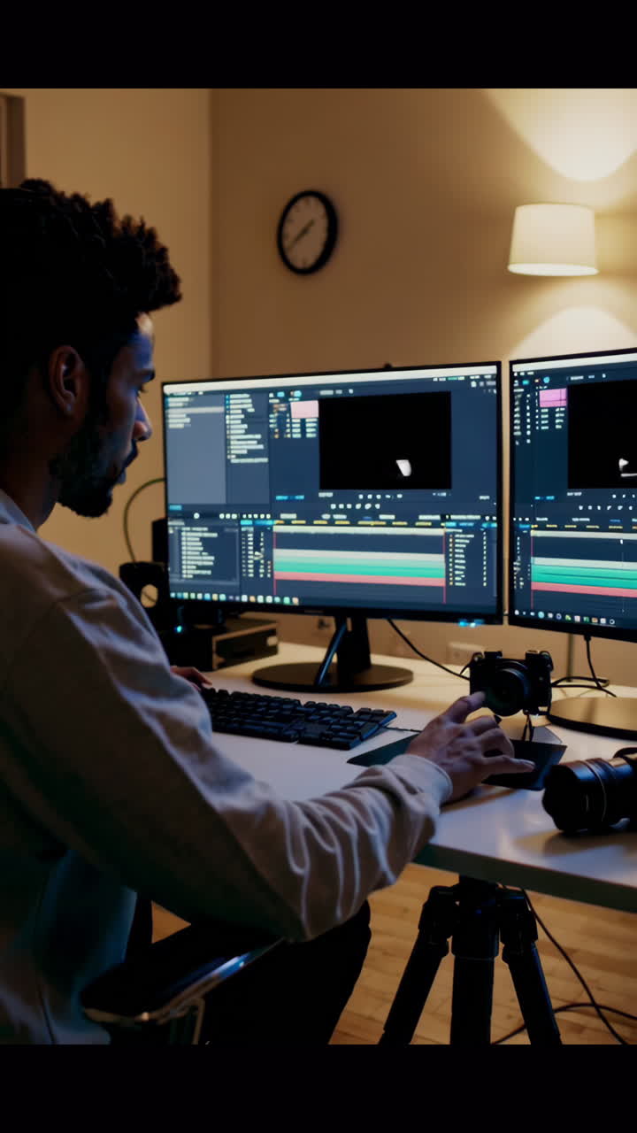 Video Editor at Work in Home Office