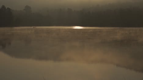 fog over the lake in the morning sun