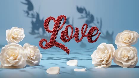 romantic floral love display blue background