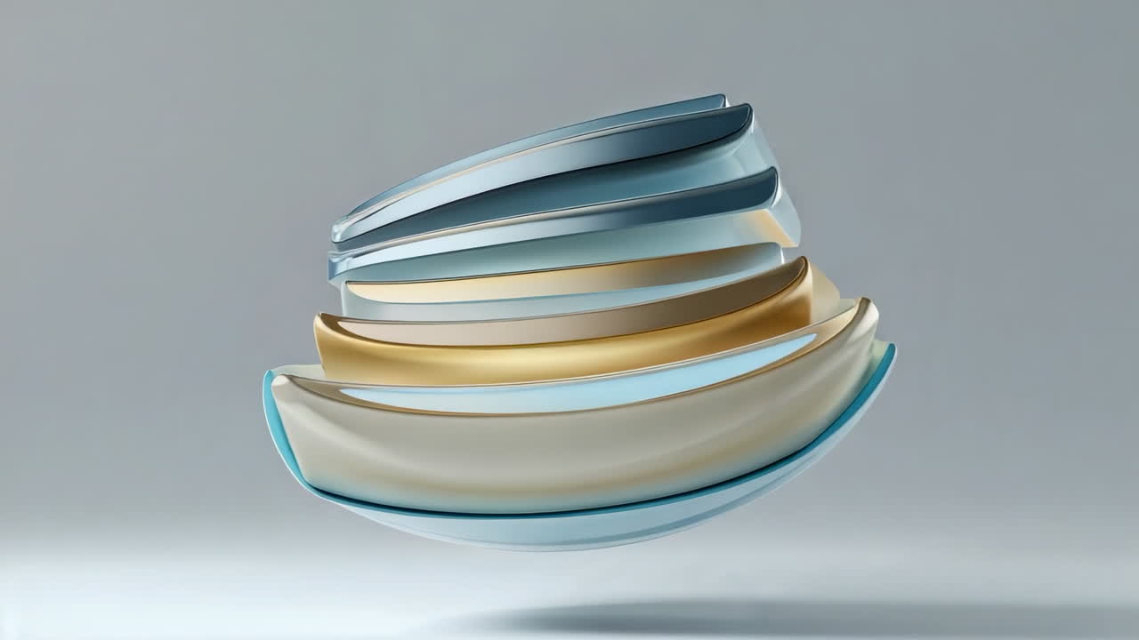 Abstract Stacked Metallic Curves 3D Render