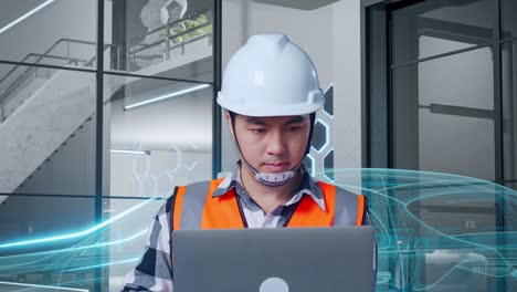 ingeniero trabajando en el diseño de automóviles en una oficina moderna