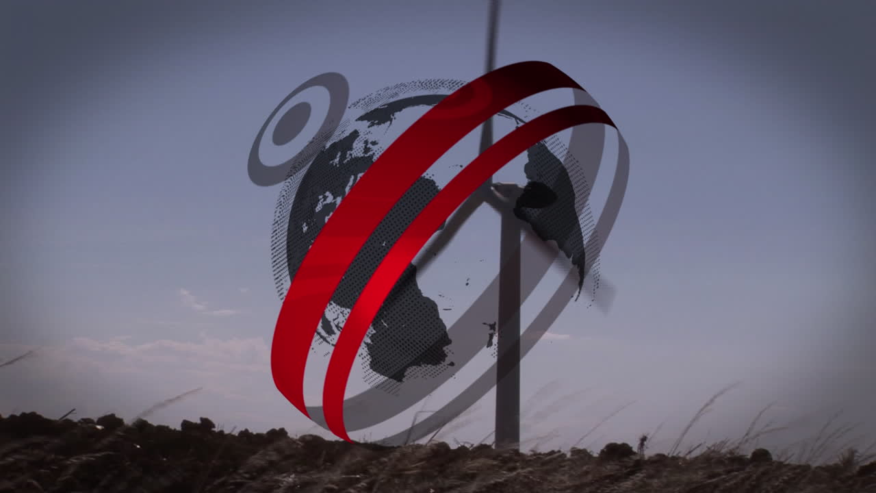 animación del globo sobre la turbina eólica