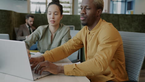 businesspeople collaborating in a modern office