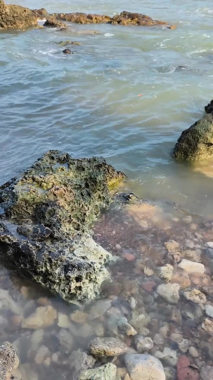 Onde oceaniche delicate che lambiscono la costa rocciosa