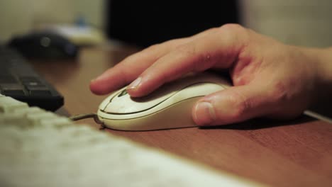 person using a computer mouse and keyboard