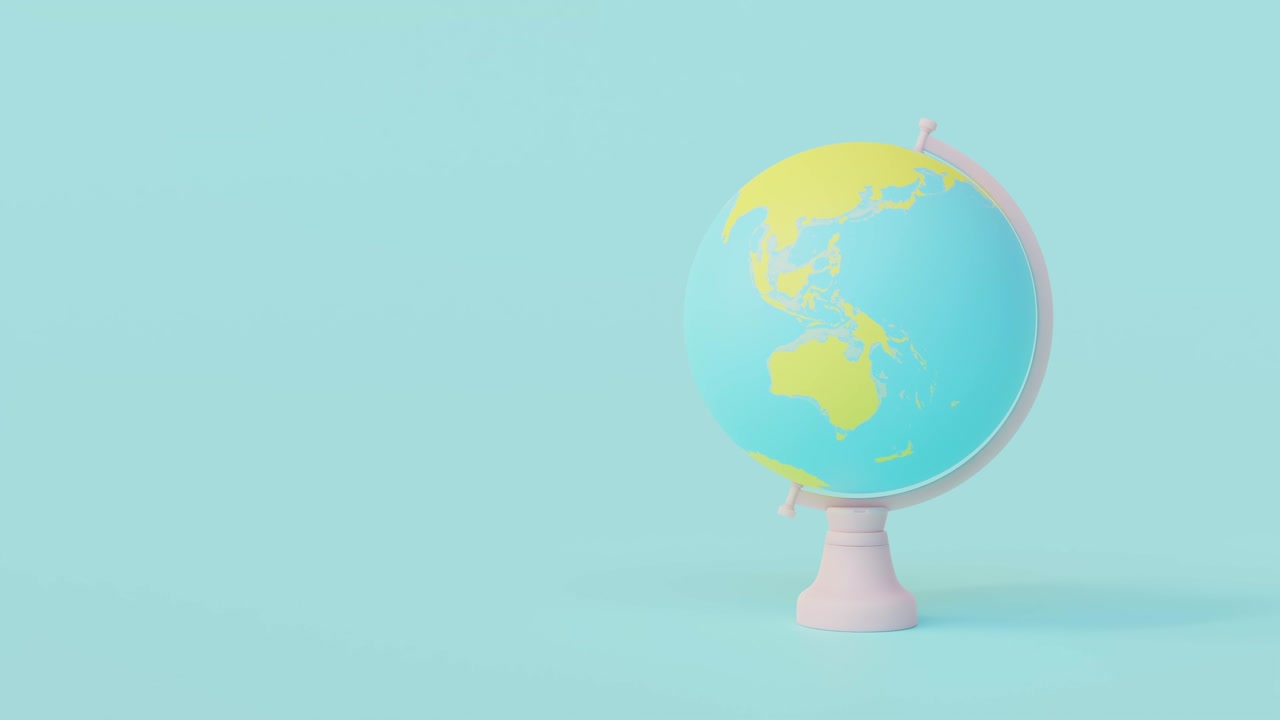 globo amarillo y azul en soporte rosa. diseñado en tonos pastel. espacio para banner y logotipo.