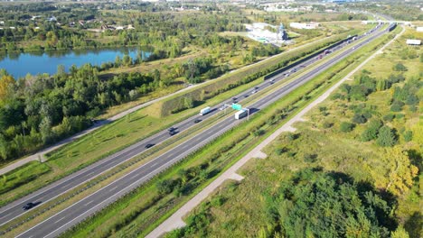 aerial top view of highway road