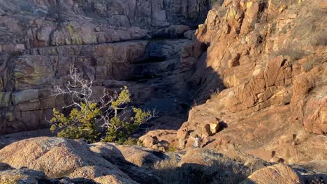 Mann-Klettert-Um-Ravine-Canyons-Im-Ländlichen-Oklahoma-Herum