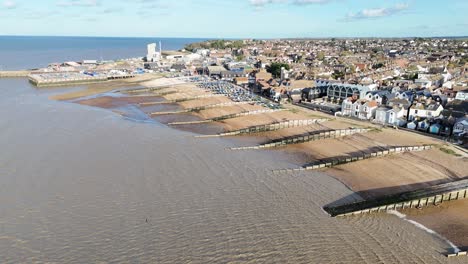 Whitstable-seaside-town--Kent-UK--Drone,-Aerial