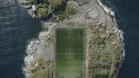 aerial footage of famous football stadium in henningsvær