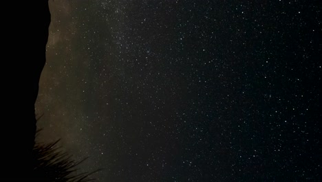 la vía láctea se eleva por encima del horizonte en el cielo nocturno del desierto - lapso de tiempo en orientación vertical