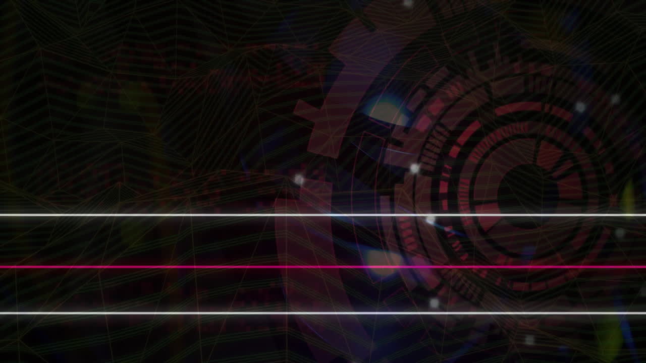 animación de líneas de neón, procesamiento de datos computacional a través del escaneo de alcance