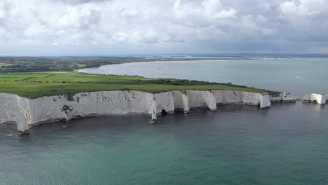 the drone aerial footage of old harry rocks.