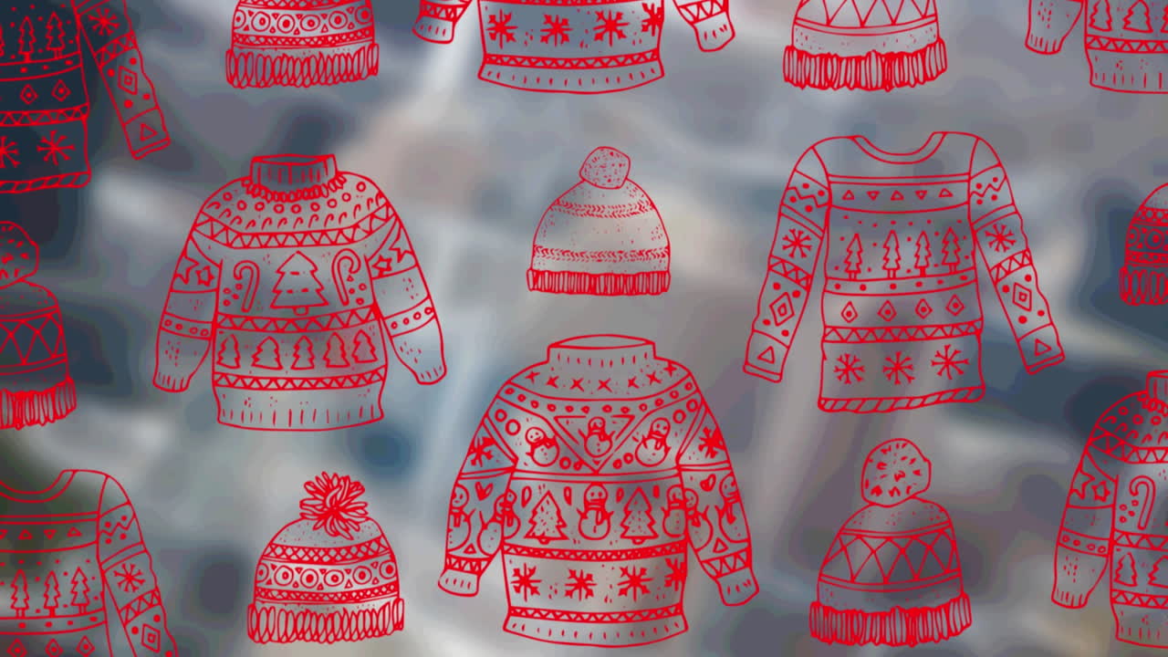 도시 풍경 위의 점퍼와 모자의 애니메이션