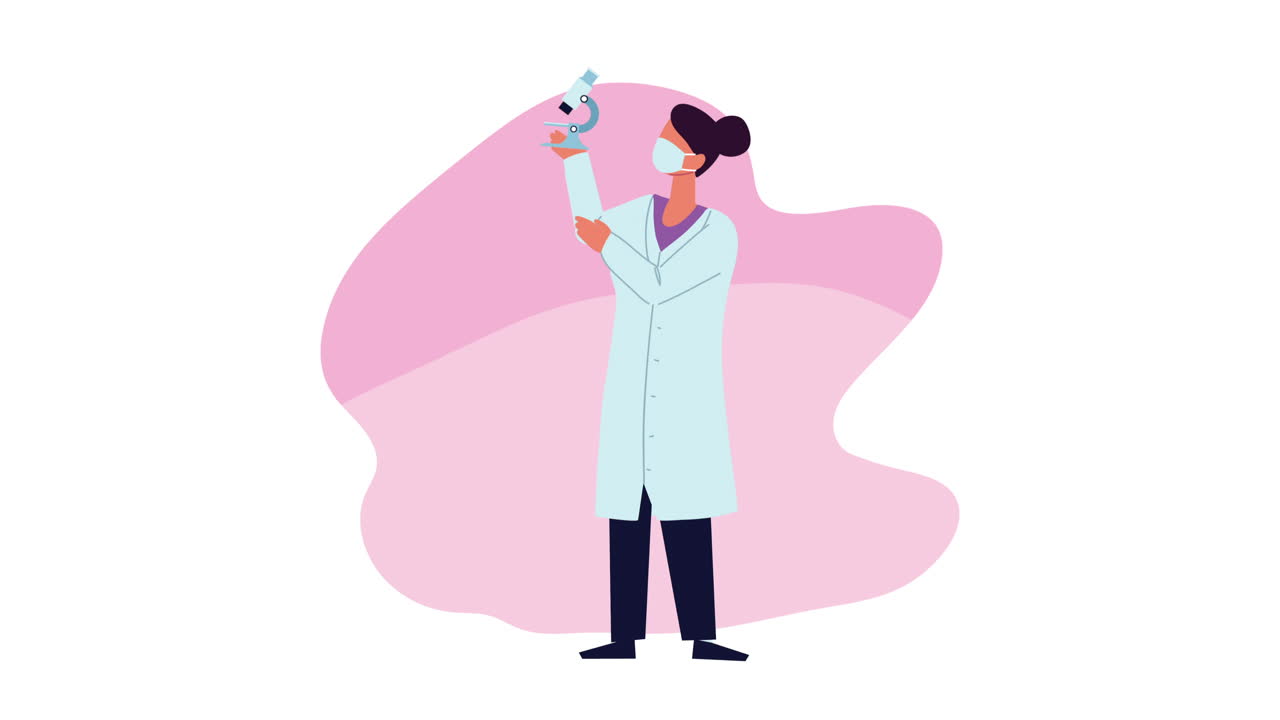 científica con microscopio trabajadora de laboratorio