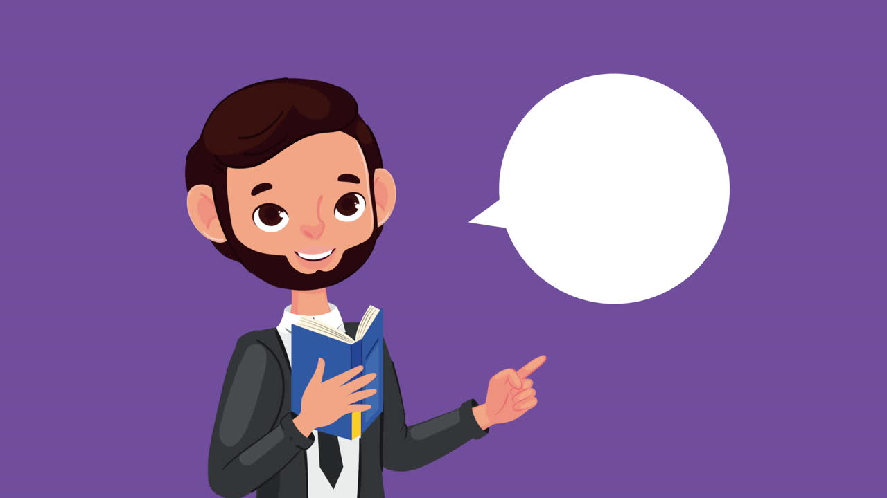 male teacher with speech bubble