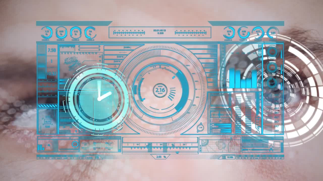 animación de la interfaz digital sobre el ojo femenino