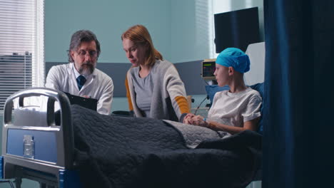 doctor discussing treatment options with a child patient and their family