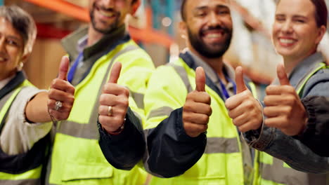 warehouse team giving thumbs up