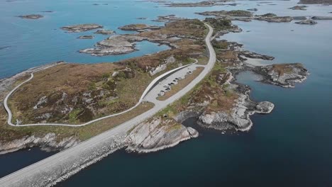 beautiful view from drone on the atlantic ocean road in norway