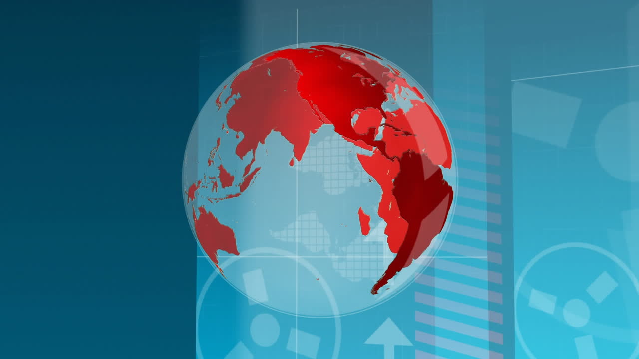 로터 블레이드의 영화 개념과 함께 회전하는 세계의 디지털 컴포지트