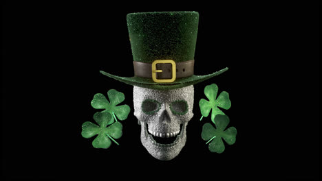 loop shamrock skull adorned with a leprechaun hat perfect for celebrating st patricks day with alpha