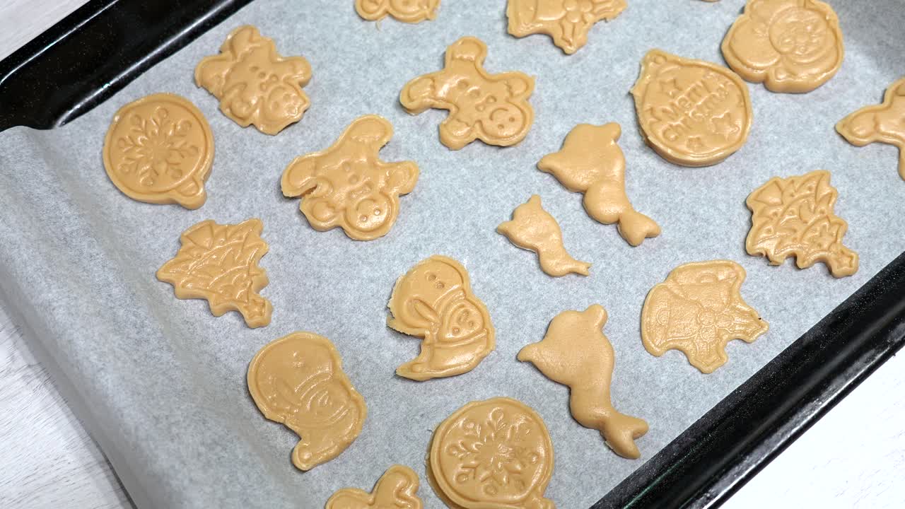 Christmas cookie dough on baking sheet