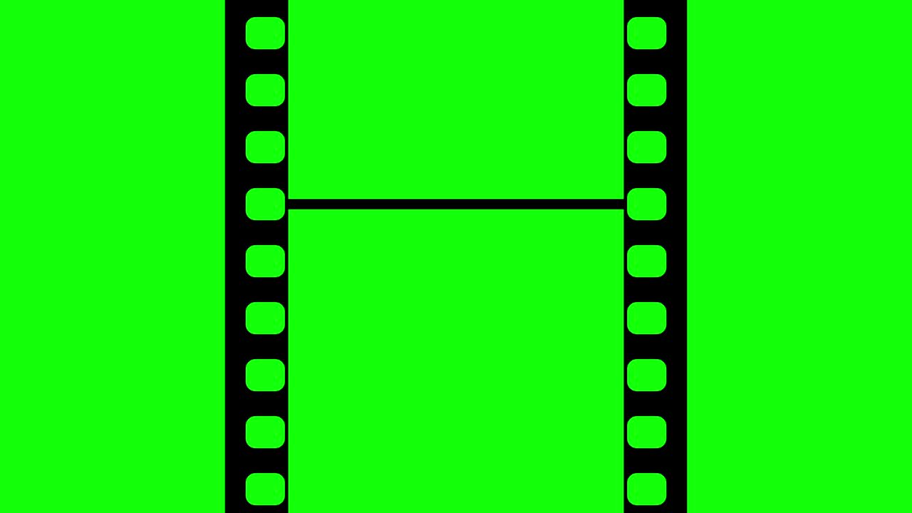 35mm Film Strip Moveing on green background. Seamless Loopable Video Footage on green screen