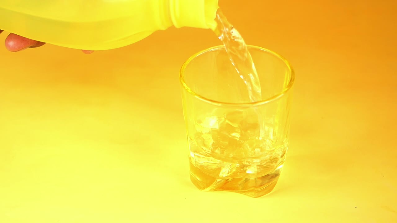 유리잔 에 물 을 부어 넣는 것