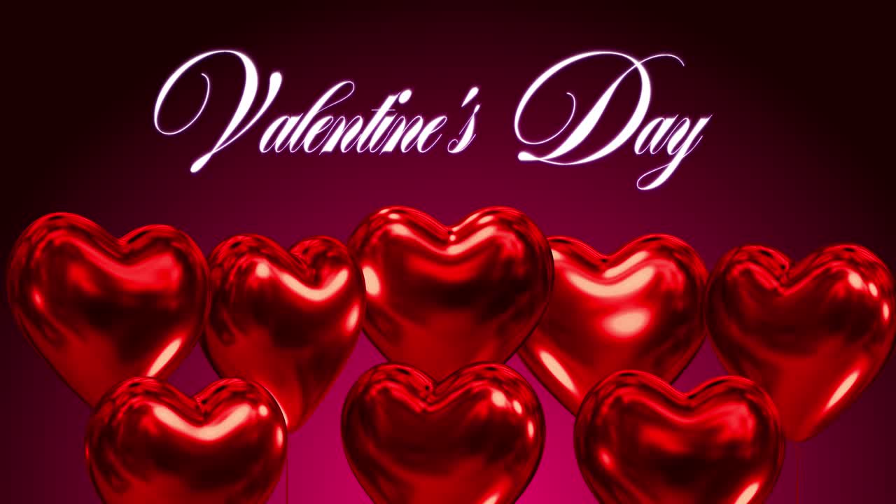 Hearts valentines day baloons fly up