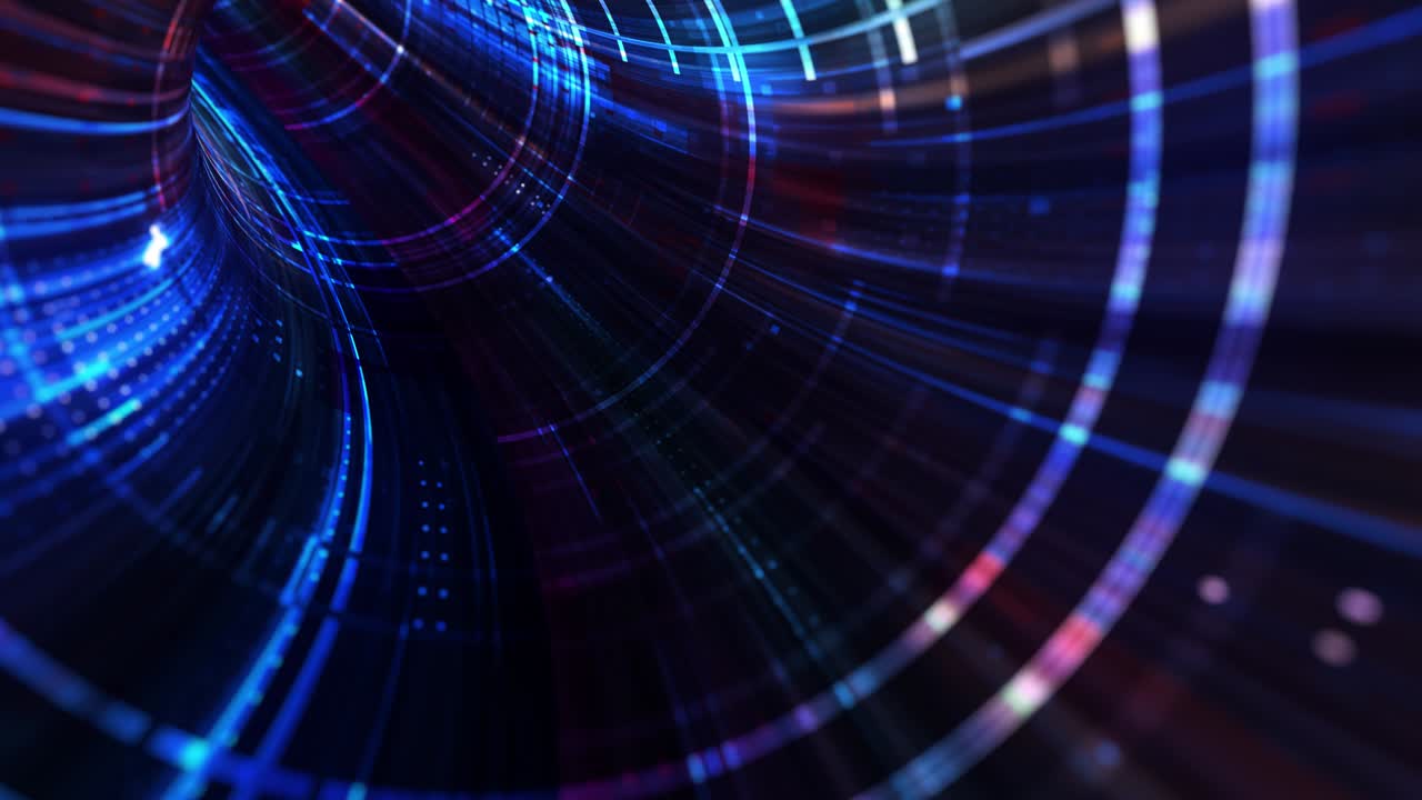 luces de neón abstractas de ciencia ficción futurista de alta tecnología túnel de realidad virtual. gráfico de movimiento futurista. brillo de luz de neón ultravioleta. renderización 4k 3d, bucle sin costuras