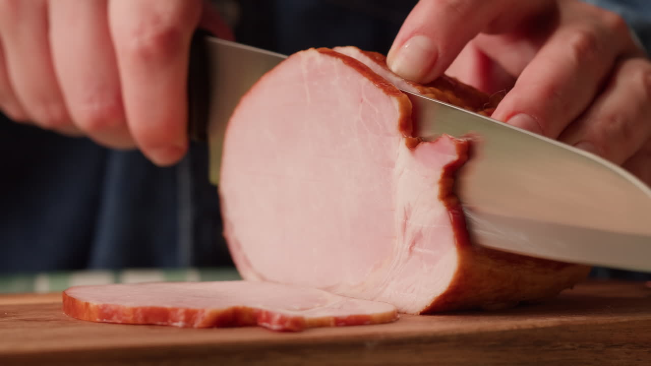 Slicing a Round of Ham